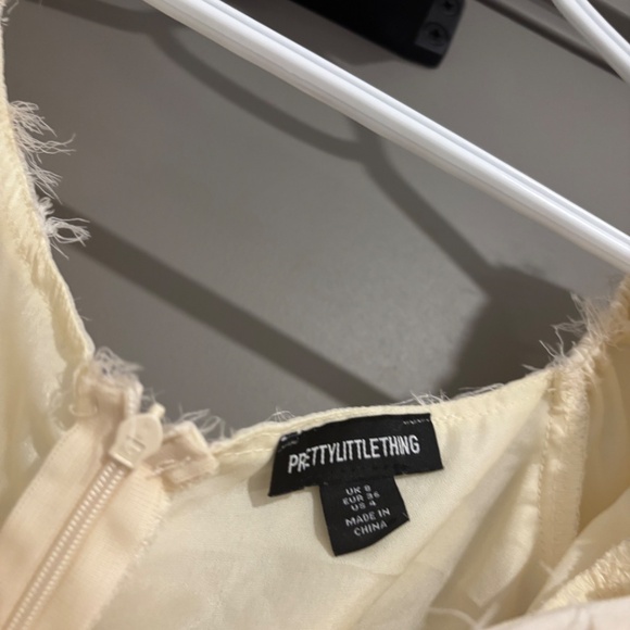 Cream Textured Underwire Plunge Draped Bodycon Dress - Picture 2 of 3